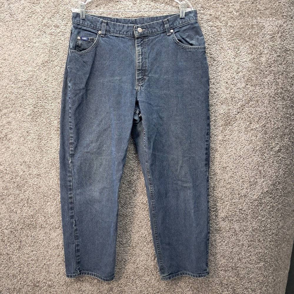 Lee Women Dark‎ Wash High Rise Tapered Leg Original Jeans Blue Denim 6996